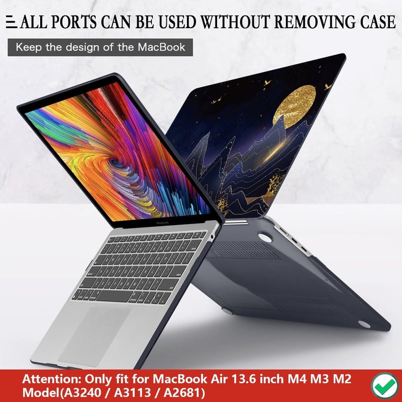 CISSOOK Compatible with MacBook Air 13.6 inch Case 2022 2024 2025 Release Model A2681 A3113 A3240, Plastic Hard Shell Case with Keyboard Cover for MacBook Air 13.6 M2 M3 M4, Gold Moon - Image 5